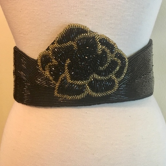 Vintage Accessories - Vintage André Cellini Evening Belt Black Beaded